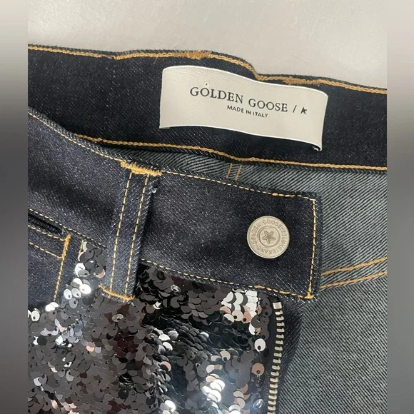 Dark denim Golden Goose Breezy Flip Sequin Jeans - Picture 10 of 11